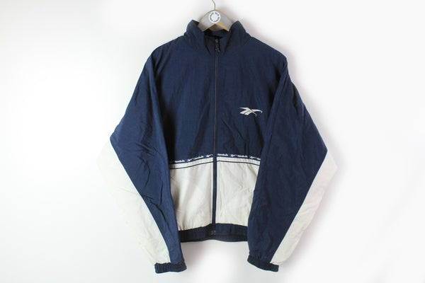 Vintage Reebok Tracksuit Medium / Large navy blue white logo retro wear UK style sport suit