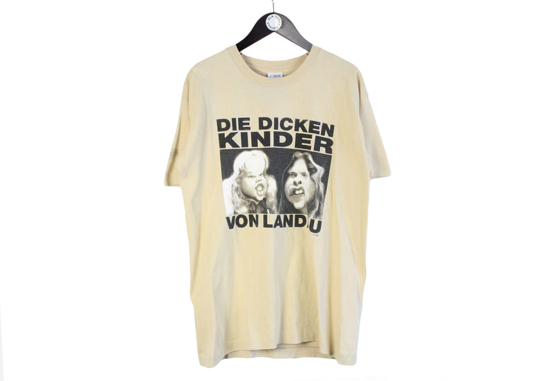 Vintage Dicken Kinder 1996 Tour T-Shirt Large beige 90's merch Von Landau rock tee