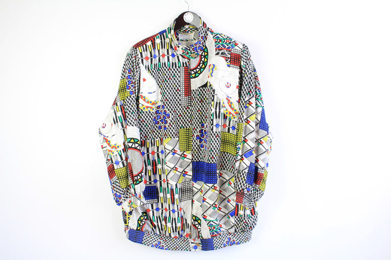 vintage GIVENCY EN-PLUS track jacket Bomber authentic multicolor print rave style retro Size 54 pattern 90s 80s luxury outfit full zip wear