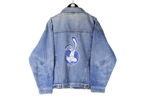 Vintage 1987 Disney / Amblin Denim Jacket Small Bugs Bunny blue 90s retro big logo rabbit rare heavy coat
