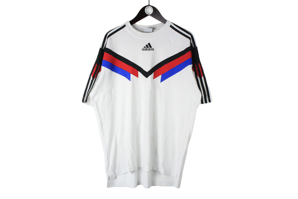 Vintage Adidas T-Shirt XLarge size men's summer tee short sleeve top front logo sport 90's light clothing streetwear outfit authentic athletic crew neck