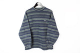 Vintage Quiksilver Sweatshirt Small / Medium blue green striped 90s crewneck