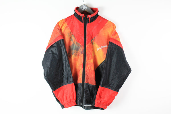 Vintage Soda Streem Track Jacket Small red black orange 90s sport windbreaker 