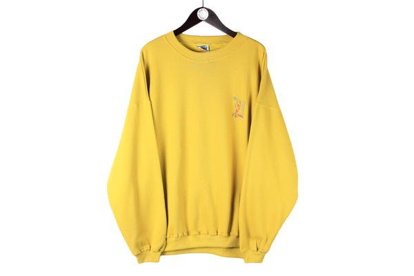 Vintage Olympic Games Sweatshirt XLarge yellow 1932 crewneck sport style 90s jumper