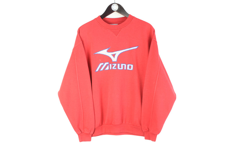 Vintage Mizuno Sweatshirt Medium red big logo 90s crewneck sport jumper Japan brand