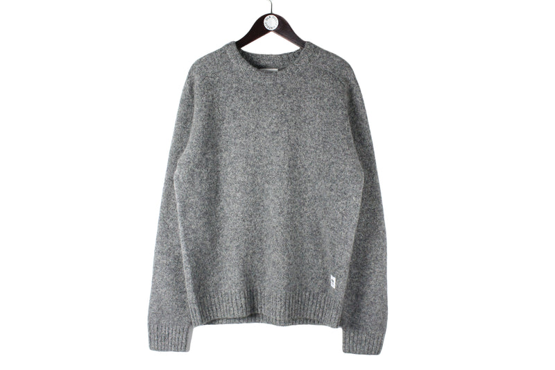 Wood Wood Sweater XLarge wool gray crewneck minimalistic authentic pullover jumper