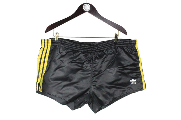 Vintage Adidas Shorts XLarge size men's sport wear above the knee length black retro rare 90's style authentic athletic training clothing old school brand