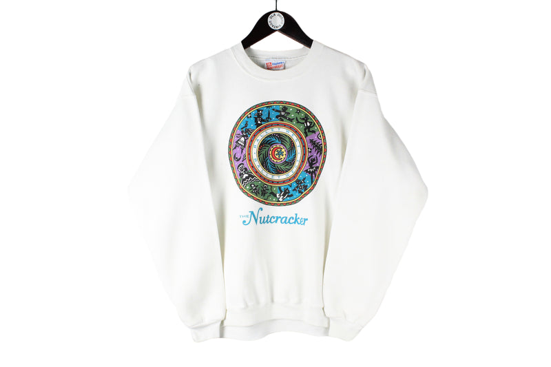 Vintage Nutcracker Sweatshirt Medium white big logo musical 90s retro crewneck