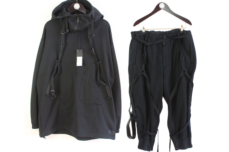 NWT Adidas Y-3 Yohji Yamamoto Suit Medium black techwear tech-wear hoodie and pants authentic 00s Japanese style oversize podium Sample outfit