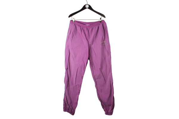Vintage Adidas Track Pants XLarge size men's sport wear purple retro rare 80's athletic authentic clothing old school brand training style baggy fit Spirit of Sports
