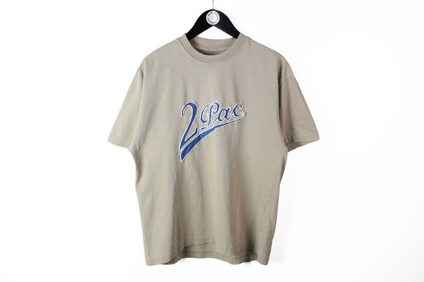 Vintage 2Pac T-Shirt Medium hip  hop embroidery logo 90's rap tee