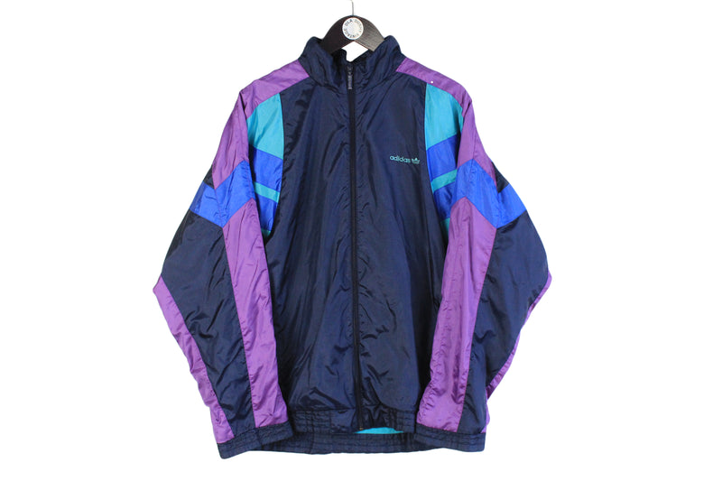 Vintage Adidas Track Jacket XLarge blue purple 90's windbreaker sport style
