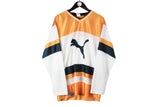 Vintage Puma Sweatshirt Large size men's jersey style big logo athletic wear hockey style 90's rare retro authentic sport shirt