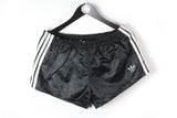 Vintage Adidas Shorts Large black classic white stripes 90's style shorts running sport style