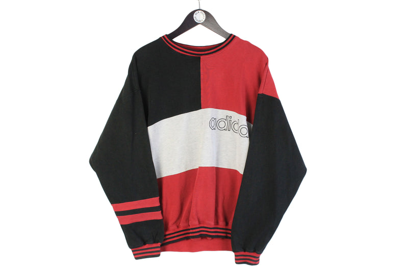 Vintage Adidas Sweatshirt XLarge gray red black 90's crewneck 