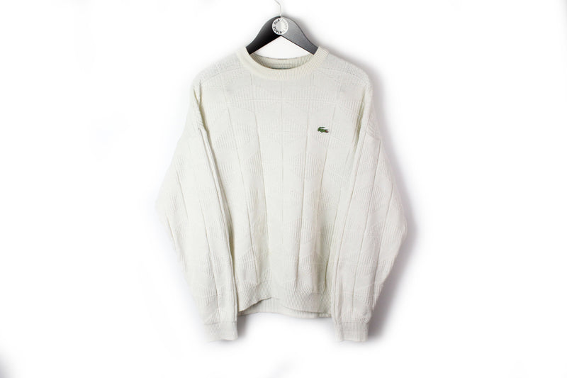 Vintage Lacoste Sweater Medium white pullover 90's jumper