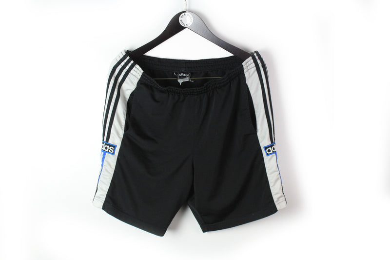 Vintage Adidas Shorts Medium black 90's retro style big logo shorts