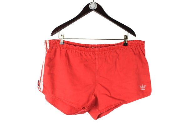 Vintage Adidas Shorts XXLarge size men's sport wear above the knee length red retro rare 90's style authentic athletic training clothing old school brand