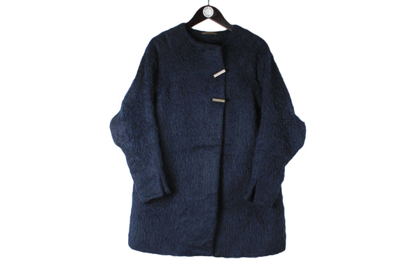 Vintage TELA Coat Women's winter blue jacket classic style basic outfit luxury