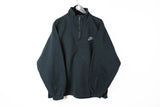 Vintage Nike Sweatshirt 1/4 Zip Large black 90's retro style cotton jumper