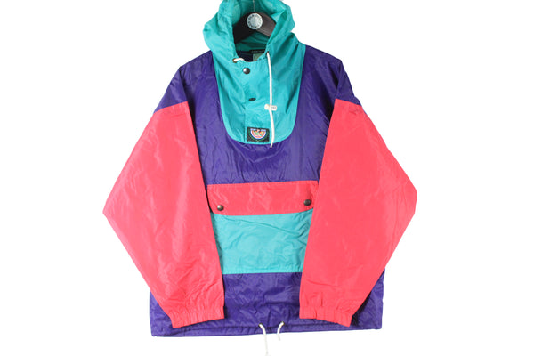 Vintage K-Way Jacket Medium multicolor 90s retro sport style raincoat sport hooded windbreaker outdoor 