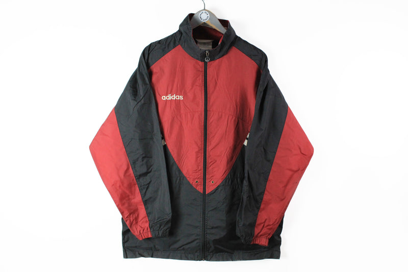 Vintage Adidas Jacket Large / XLarge red black 90s sport big logo athletic Germany style jacket