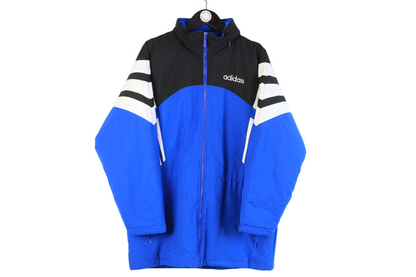 Vintage Adidas Jacket Medium black blue 90's full zip retro style sport coat