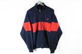 Vintage Nike Track Jacket Large big logo red navy blue 90s sport athletic outfit