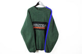 Vintage Nautica Fleece Sweatshirt XXLarge big logo green winter Competition 90's sweater