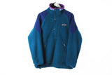 Vintage Berghaus Fleece Half Zip Medium snap button windbreaker windstopper 90's made in Great Britain