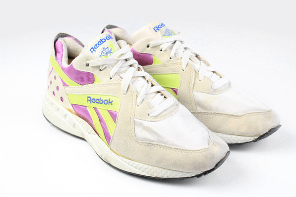 Vintage Reebok Sneakers US 7.5 gray pink retro classic 90s sport shoes rare trainers