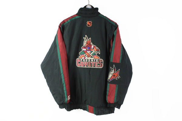 Vintage Phoenix Coyotes Starter Jacket Large black big logo NHL 90s Hockey 