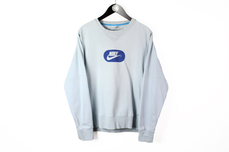 Vintage Nike Sweatshirt Medium / Large big logo light blue crewneck jumper