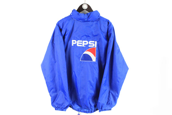 Vintage Pepsi Jacket Large blue big logo 90s retro style windbreaker