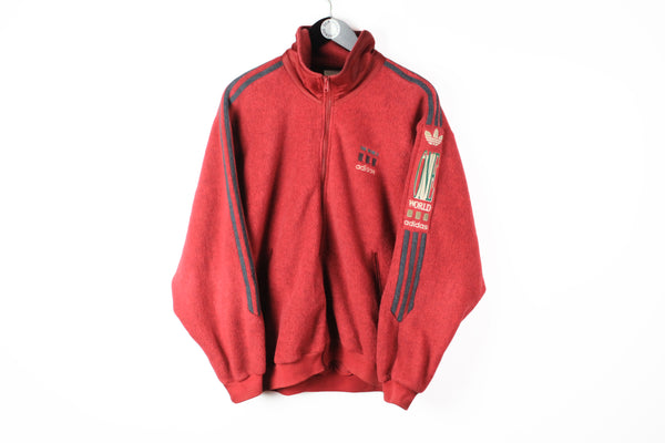 Vintage Adidas One Team Polartec Fleece Full Zip Large red winter 90's sweater ski style