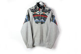 Vintage Fleece Half Zip Medium gray multicolor 90's retro style ski sweater