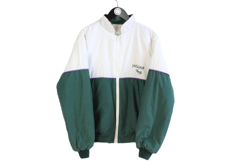 Vintage Jaguar Jacket racing wear 90's style made in England authentic clothing white green bomber