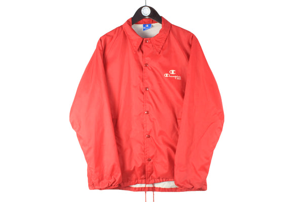 Vintage Champion Coach Jacket Medium red small logo 90s retro USA sport style windbreaker