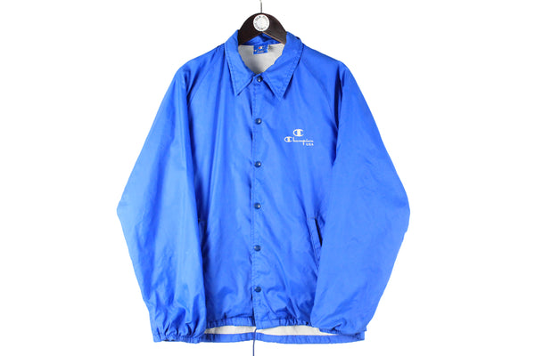 Vintage Champion Coach Jacket Medium blue small logo 90s retro USA sport style windbreaker