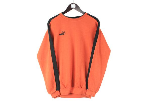 Vintage Puma Sweatshirt Small orange small logo crewneck 90s retro sport style jumper