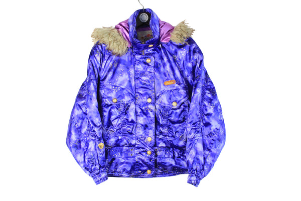 Vintage Ellesse Jacket Women's Medium / Large crazy pattern winter ski style 80s 90s puffer