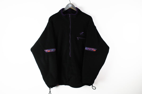 Vintage Helly Hansen Fleece Half Zip Large / XLarge black purple 90s sport winter athletic ski jumper 