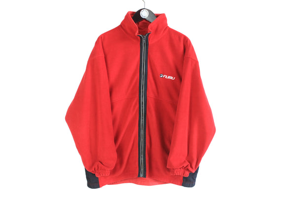 Vintage Fubu Double Sided Jacket red fleece full zip 90's style hip hop wear authentic fleece warm winter shirt 