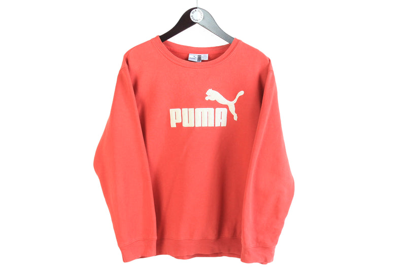 vintage puma sweatshirt 90's crewneck red big logo jumper athletic retro wear authentic clothing rare outfit