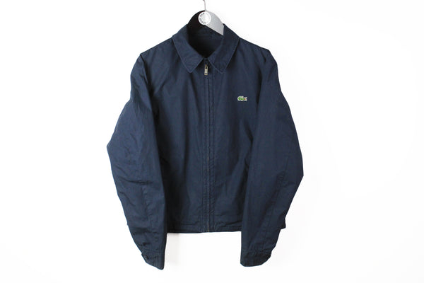 Vintage Lacoste Jacket Medium / Large navy blue full zip 90s retro style harrington jacket
