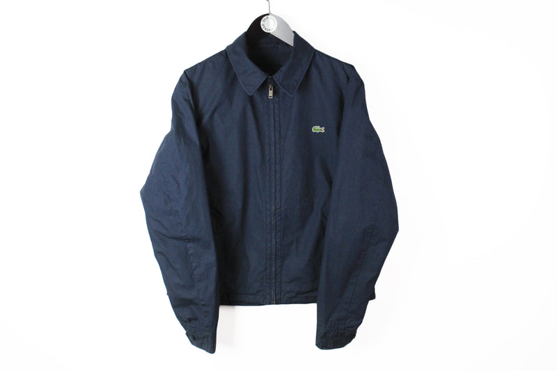 Vintage Lacoste Jacket Medium / Large navy blue full zip 90s retro style harrington jacket
