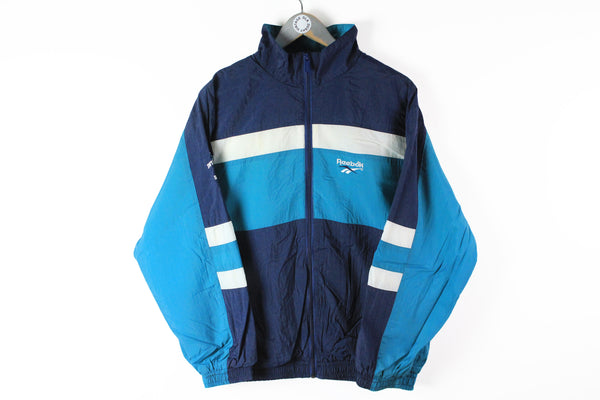 Vintage Reebok Track Jacket Medium blue 90s sport 1995 International athletic UK jacket