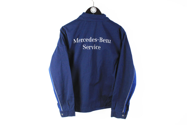 Vintage Mercedes-Benz Service Jacket Small blue big logo 90s robe coat work wear