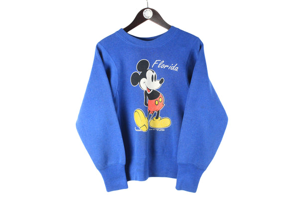 Vintage Mickey Mouse Sweatshirt Small / Medium blue big logo 90s retro Disney crewneck