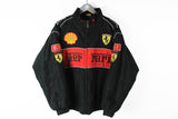 Vintage Ferrari Jacket Small / Medium michael schumacher 90s sport shell big logo F1 Formula 1 black windbreaker